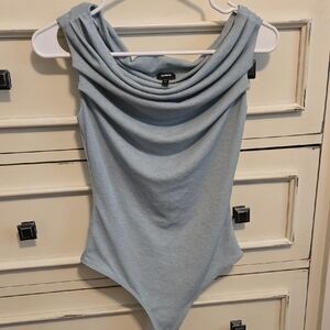 Light Blue Draped Bodysuit